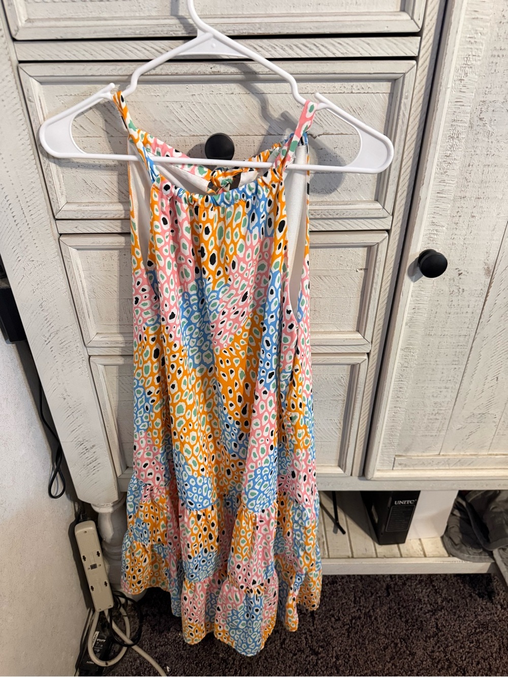 Jade Multicolor Printed Midi Dress in Pink, Blue & Yellow